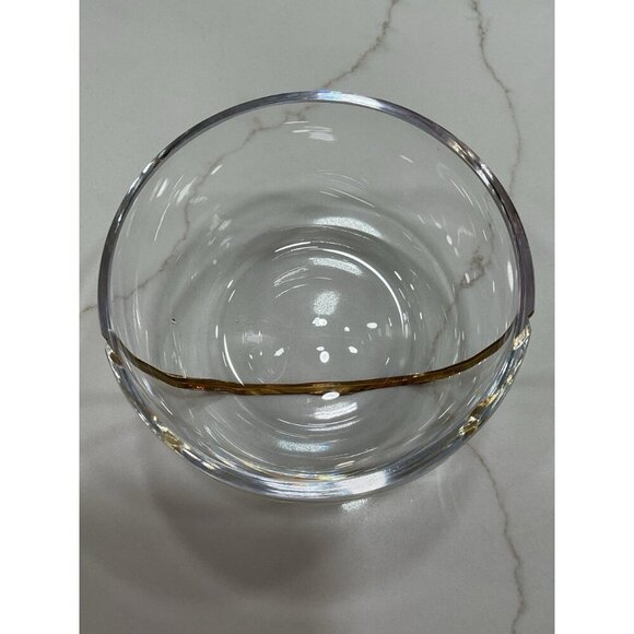 Michael Wainwright 5" Glass Gold Stripe Inlayed Stripe Bowl - Picture 3 of 5
